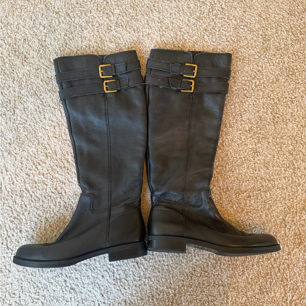 Franco Sarto Black Leather Buckle Boots
